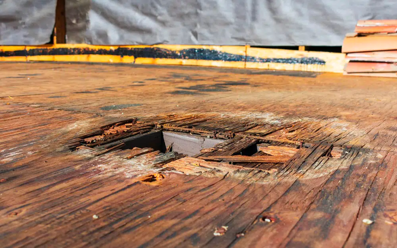 Image of a damaged outdoor deck in Seattle