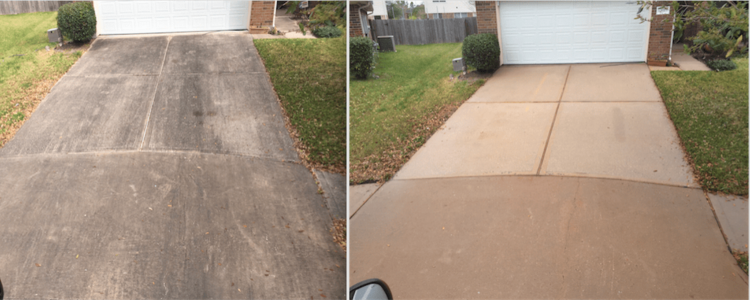 Image of a driveway that has been pressure washed.