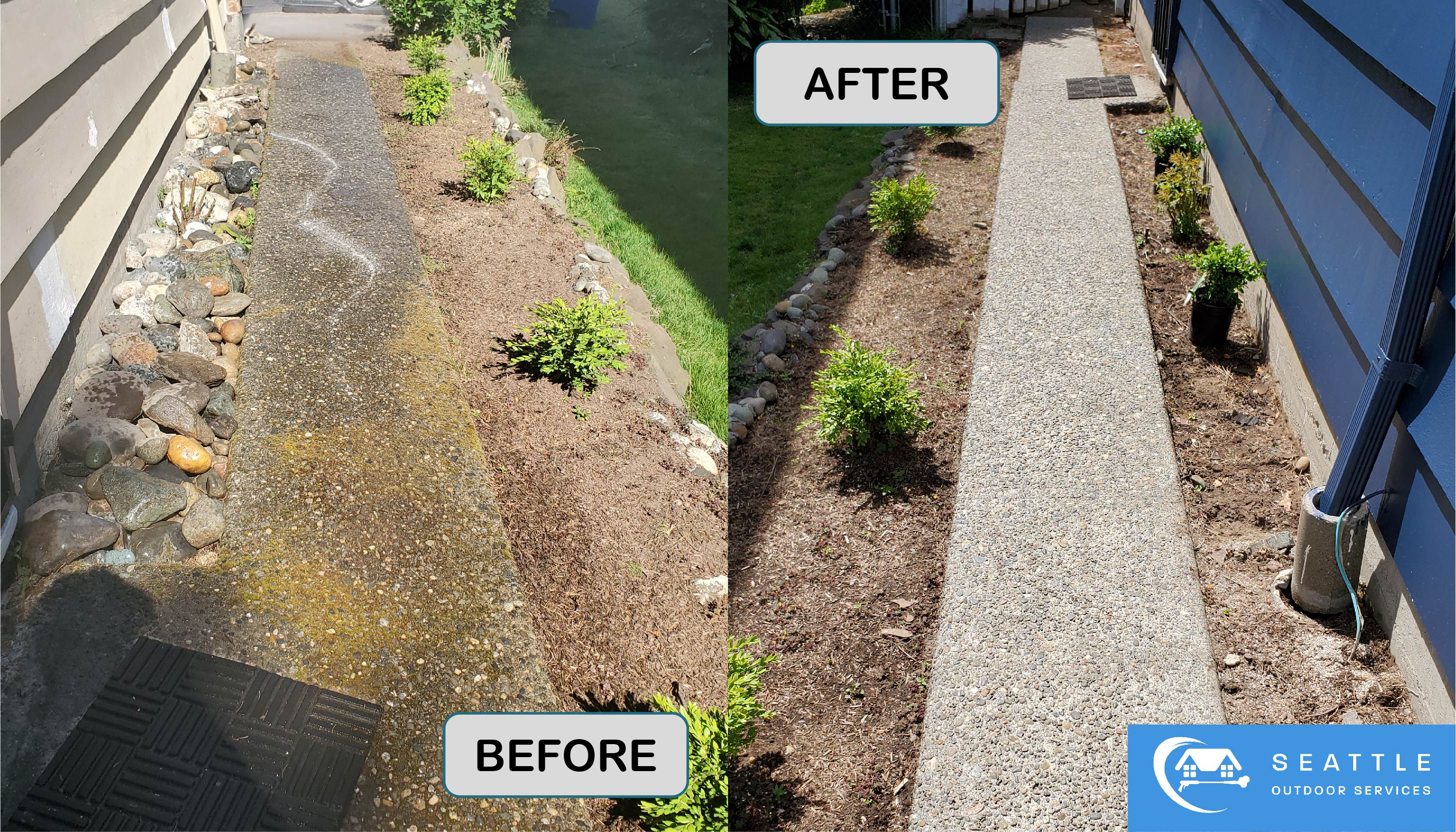 image of pressure washing a pathway