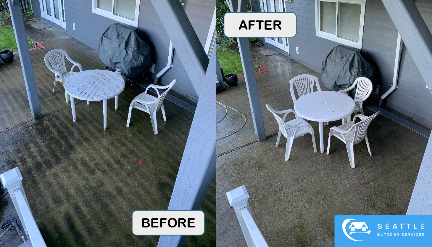 Outdoor patio has been completely pressure washed