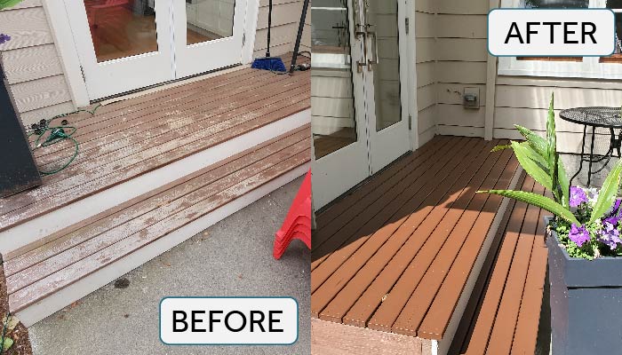 before after image of deck cleaning, amazing!